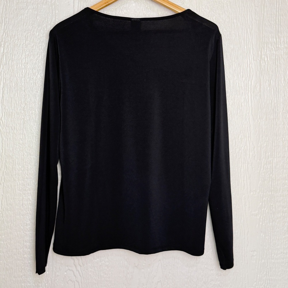 H&M Office Casual City Black Asymmetrical Cutout Neckline Long Sleeve Top XXL - Picture 2 of 7